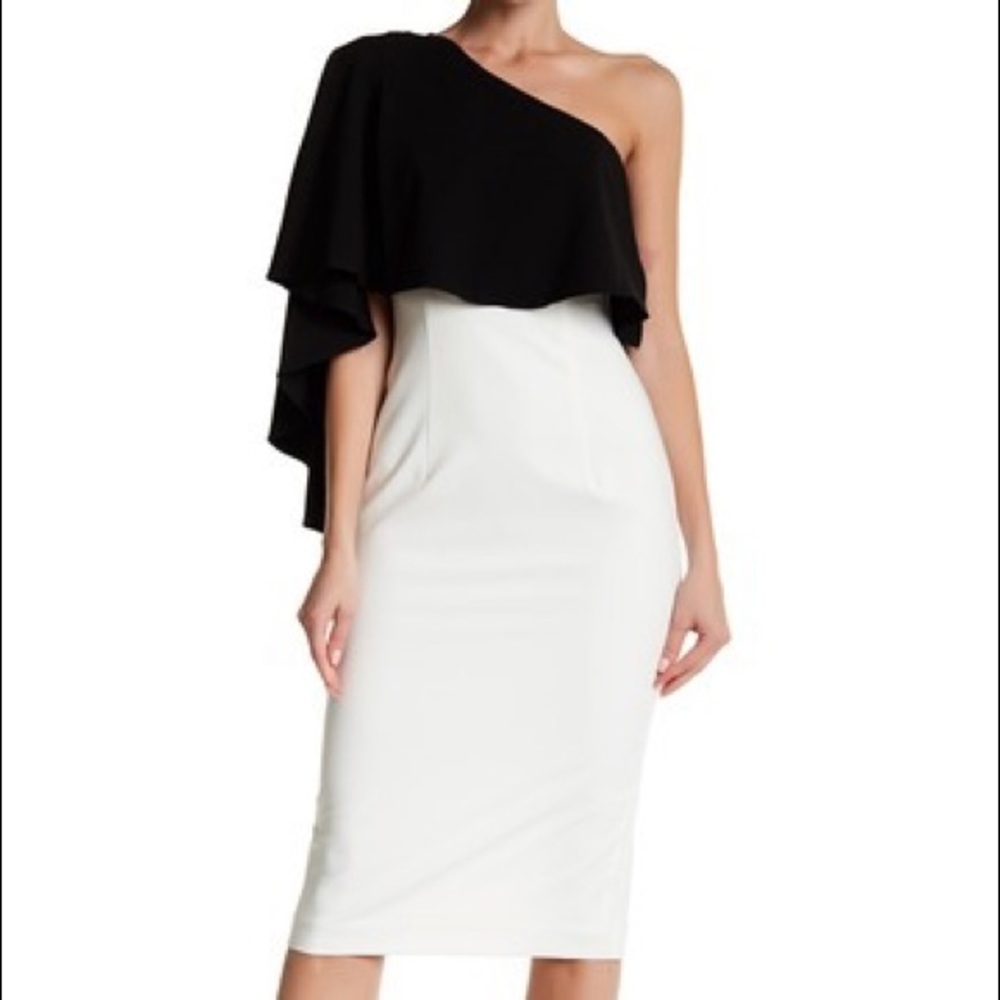 NEW Black Halo: Colorblock Cape Sheath Dress, 2